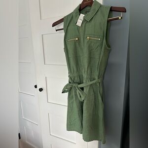 J. Crew Green Sleeveless Polo Collar Mini Dress